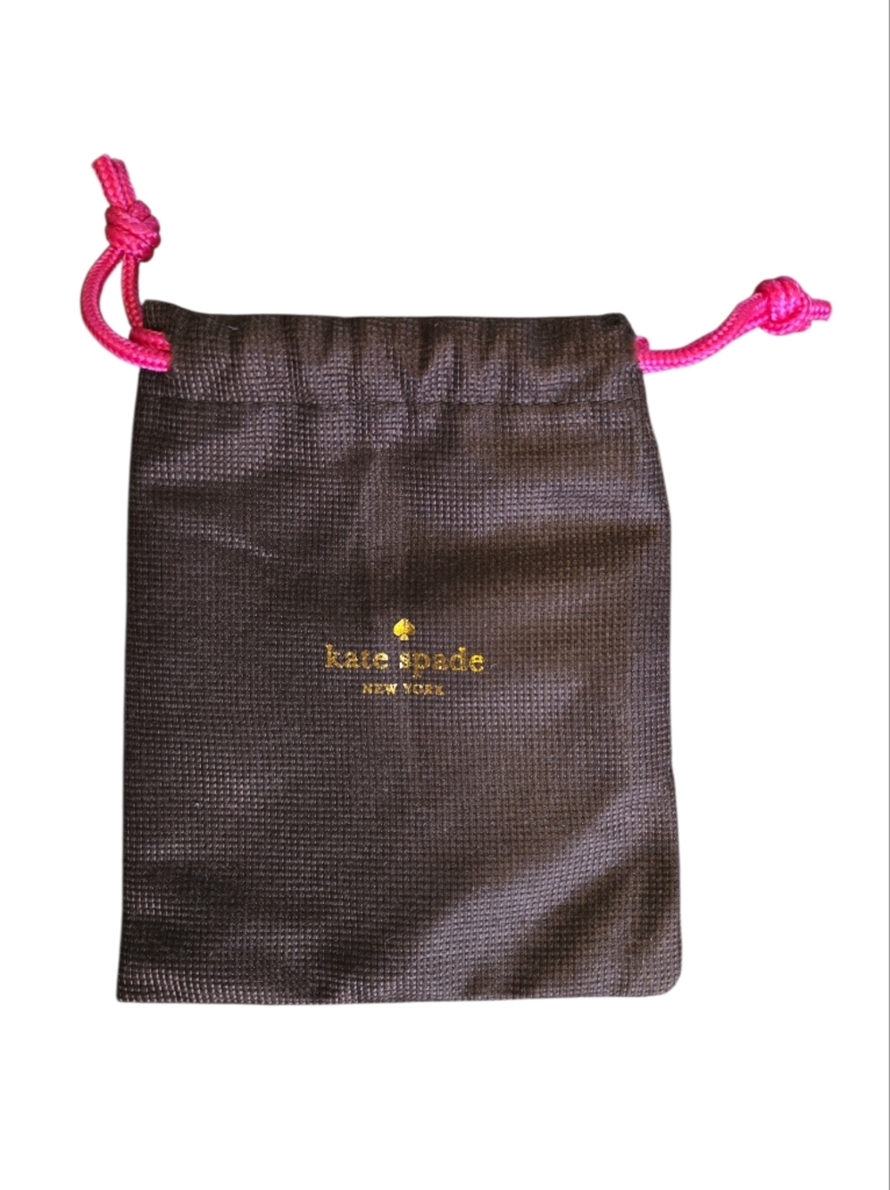 kate spade Brown Drawstring Dust Bag with Hot Pink Cord